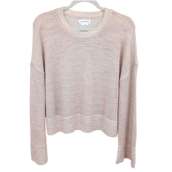 Lovers‎ + Friends Open Knit Pullover Sweater Pastel Pink Multicolor M Loose Fit - Picture 1 of 9